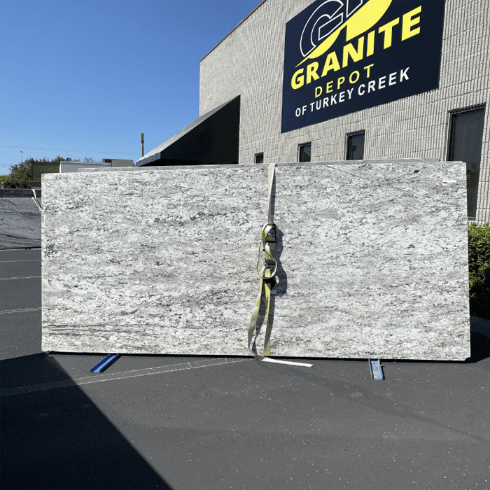 White Tuape dual granite countertops Turkey Creek